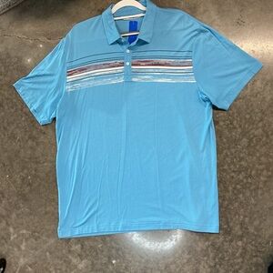 TravisMathew Blue Striped Performance Polo Golf Casual Shirt Men’s Large